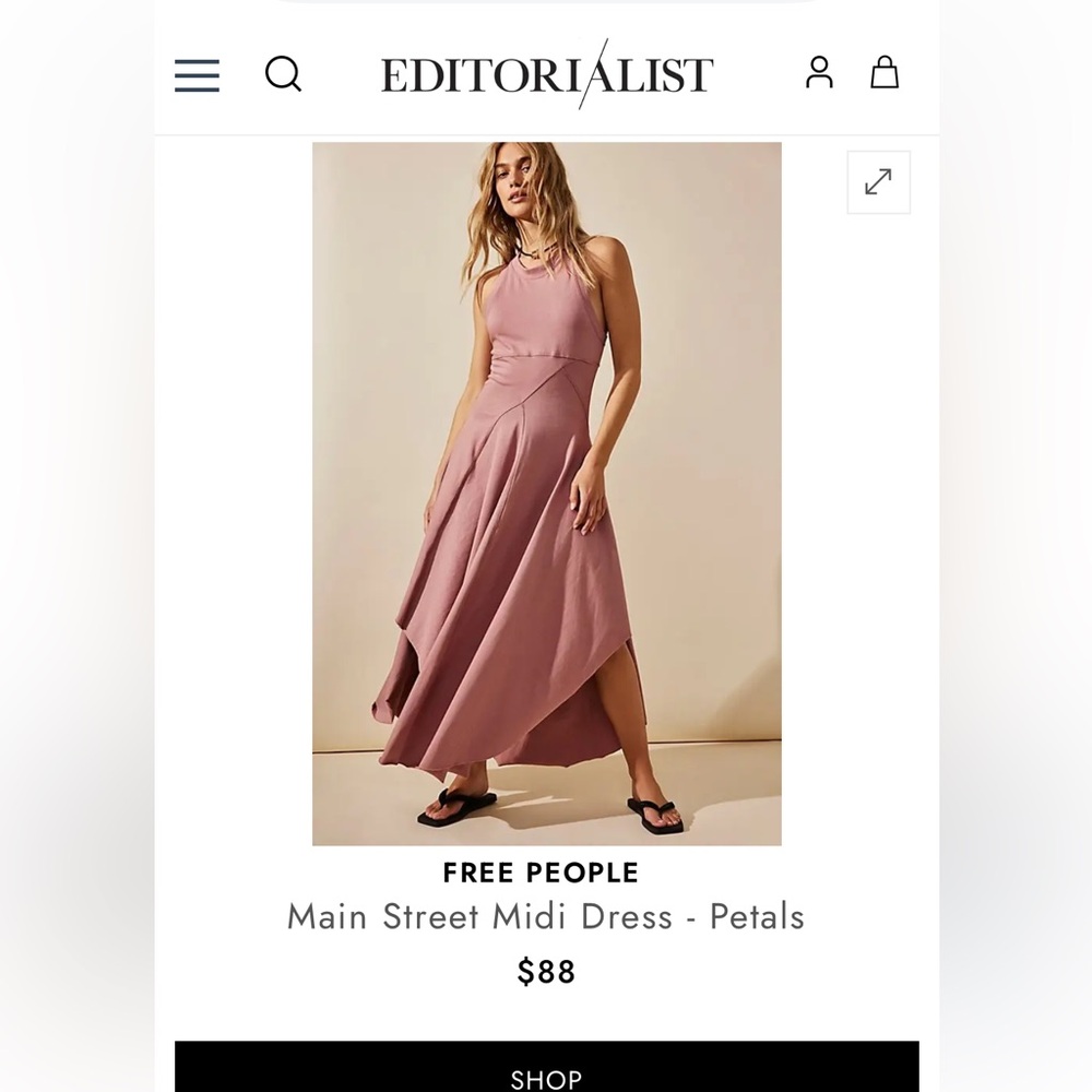 Free People FP Beach Main Street MIDI Dress Sleeveless Asymmetrical Razorback